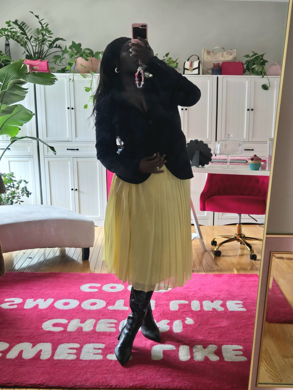 ASOS - Pleated Pastel Yellow Midi Skirt